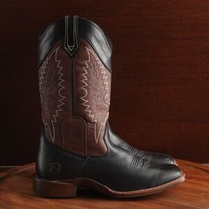 Noble Outfitters Cowboy Boots Womens SZ 9 Black Brown Leather Western Square Toe
